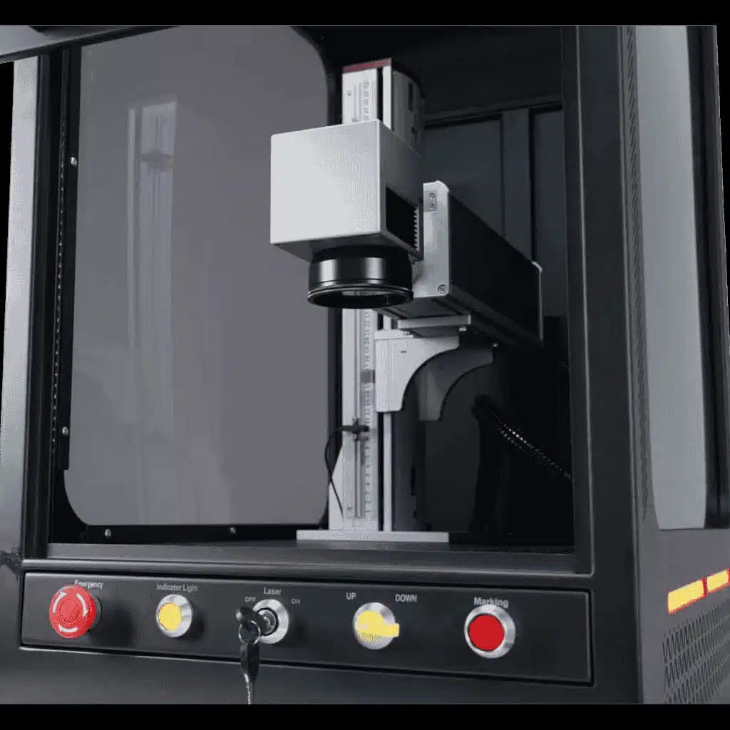 Interno di una marcatrice laser fibra chiusa